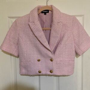Pink Tweed Cropped Blazer